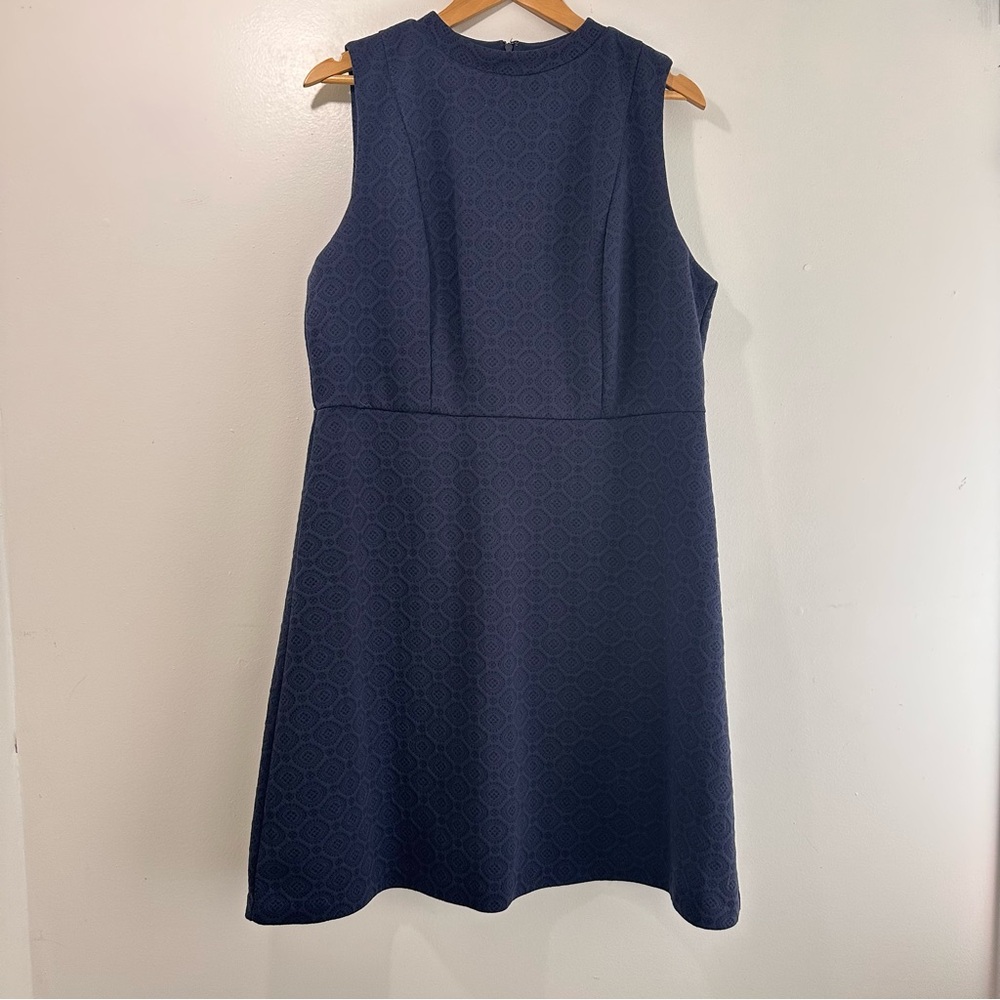 Loft Circle Print Sleeveless Navy Size 18 Plus Size Workwear Fit & Flare Dress